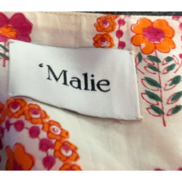 Malie Organic Cotton Dolce White Pink Print Midi Skirt UK 10 US 6 - Picture 6 of 7